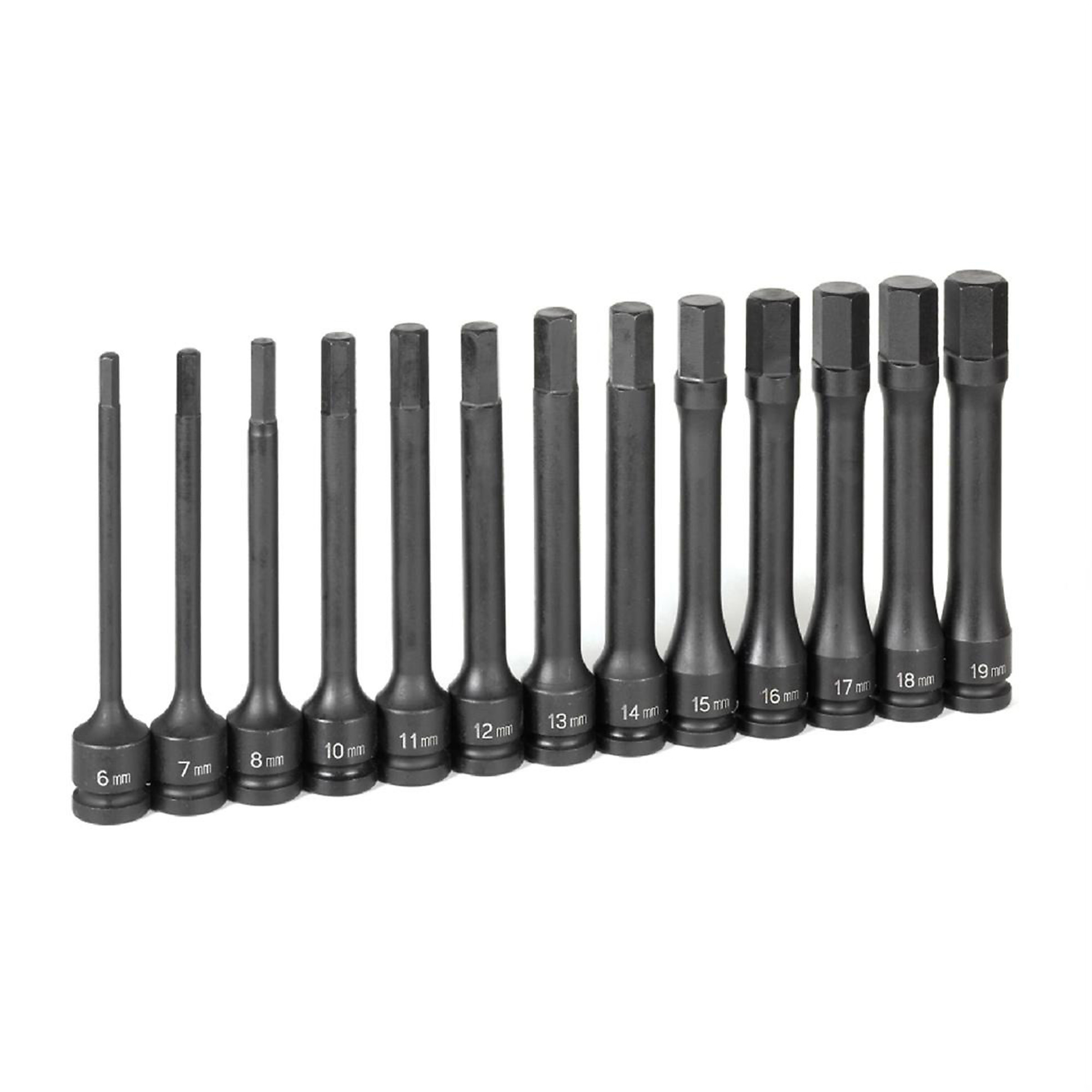 Grey Pneumatic Metric Hex Set — 1/2in. Drive, 6mm to 19mm, Chrome-Molybdenum Steel, 6in. Length, Model# GRE1363MH